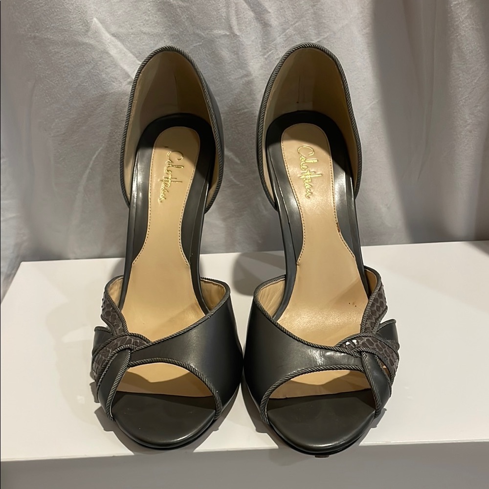 Cole Haan Black Stiletto Heels with Peep-Toe Design